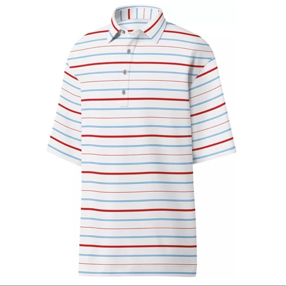 FJ FootJoy Prodry Lisle Open Stripe Polo Shirt With TPC Embroidery - Picture 2 of 5